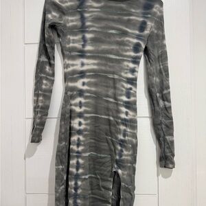 Young Fabulous & Broke Charcoal Tie-Dye Long Sleeve Dress